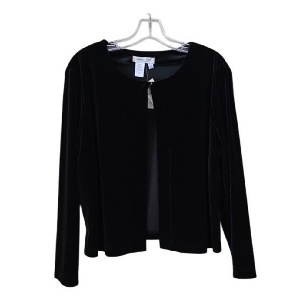 Coldwater Creek Womens Black Velvet Single Button Cardigan Jacket XXL